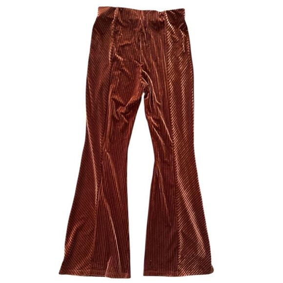 Velvet Flare Pants Mahina L Large Fall Brown Spice - Picture 1 of 4